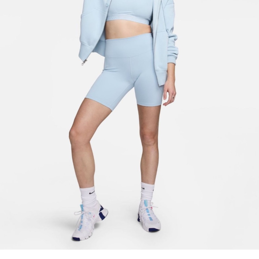 Nike Bike Shorts One High-Waisted 8" Biker Shorts W/ Pockets Blue XS NWT Running